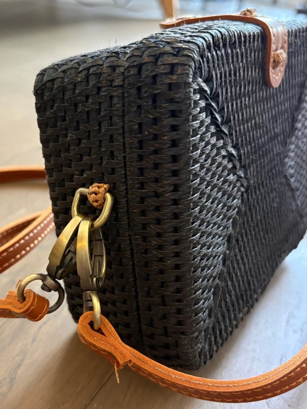 Anthropologie Boxy Rattan Crossbody Bag - Picture 10 of 16